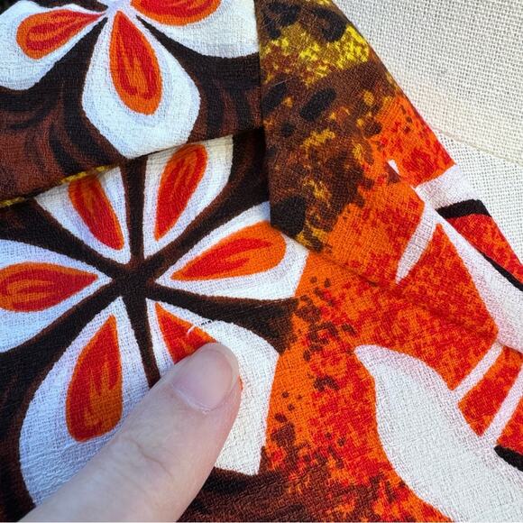 Vintage 60's Royal Hawaiian Shirt Tribal Button Up Barkcloth Mens Size Small - Picture 4 of 13